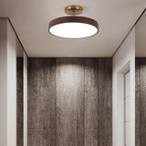 Elegant Japanese Wabi-Sabi Minimalist Wood-Grain Round LED Semi-Flush Mount Ceiling Light