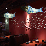 Traditional Chinese Koi Fish Iron Chandelier with PVC Fabric Shade – 2- or 4-Light Dining Room Pendant