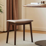 Sleek Modern Minimalist Rectangular Vanity Stool in Soft PU Leather with Wood Base – Ideal Bedroom Accent