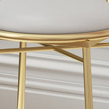 Contemporary Bow-Shape Velvet Upholstered Round Vanity Stool with Backrest - PU Leather & Metal Frame for Bedroom