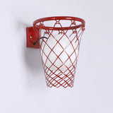 Modern Art Deco Kids' Iron & Glass Basketball Hoop Wall Sconce Lamp – 1-Light Bedroom Lighting