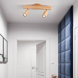 Japanese Minimalist Wooden LED Track Lighting, 2/3/4/5-Light, Semi-Flush Mount Ceiling Light