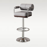 Luxurious Contemporary Faux Leather Upholstered Height-Adjustable Swivel Bar Stool with Armrests and Footrest for Dining Room