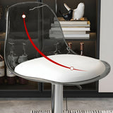 Contemporary Scandinavian Curved Acrylic Bar Stool with Metal Base — Adjustable Swivel, Backrest and Footrest for Kitchen