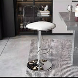Contemporary Scandinavian Curved Acrylic Bar Stool with Metal Base — Adjustable Swivel, Backrest and Footrest for Kitchen