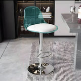 Contemporary Scandinavian Curved Acrylic Bar Stool with Metal Base — Adjustable Swivel, Backrest and Footrest for Kitchen
