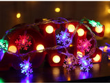 Colorful Snowflake LED String Lights, 20-LED Outdoor Waterproof Christmas Decor