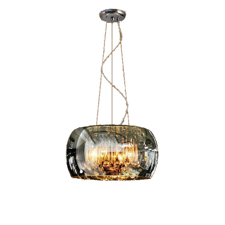 Elegant Modern Glass Shade 6-Light Crystal Hanging Chandelier