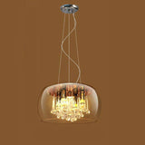 Elegant Modern Glass Shade 6-Light Crystal Hanging Chandelier