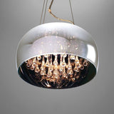 Elegant Modern Glass Shade 6-Light Crystal Hanging Chandelier