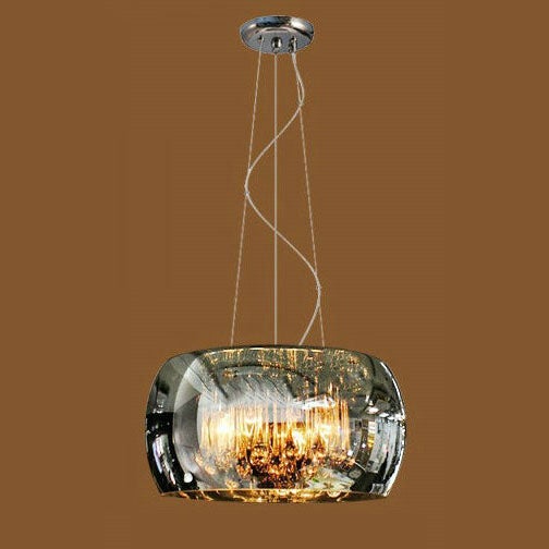 Elegant Modern Glass Shade 6-Light Crystal Hanging Chandelier