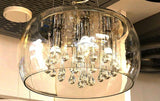 Elegant Modern Glass Shade 6-Light Crystal Hanging Chandelier