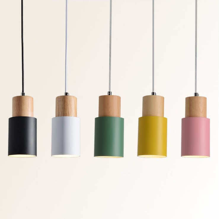 Nordic Macaron Aluminum Cylinder 1-Light LED Pendant Light