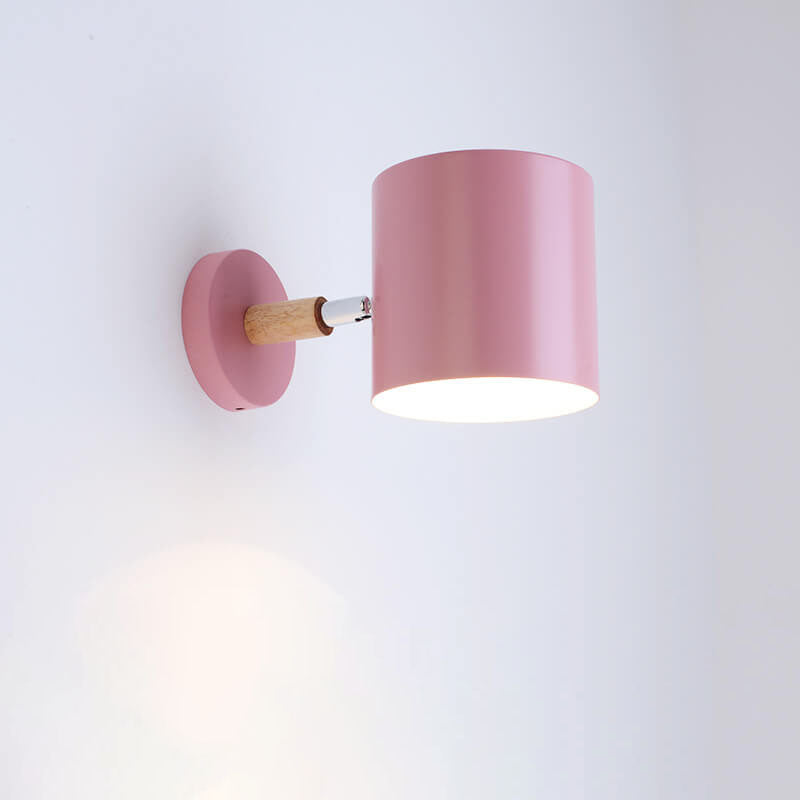 Nordic Macaron Cylinder Rotating 1-Light Wall Sconce Lamp
