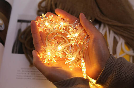 Colorful Snowflake LED String Lights, 20-LED Outdoor Waterproof Christmas Decor