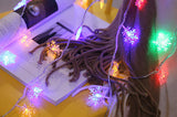 Colorful Snowflake LED String Lights, 20-LED Outdoor Waterproof Christmas Decor