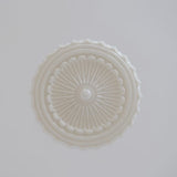 French Vintage White Jade Glass Striped Round Drum LED Semi-Flush Ceiling Light