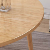 Chic Modern Minimalist Round Faux-Slab Wood Dining Table for Four