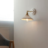 Vintage Japanese Ceramic & Brass 1-Light Wall Sconce Lamp