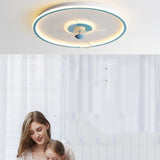Sleek Modern Acrylic Round LED Flush-Mount Ceiling Fan with Integrated Light