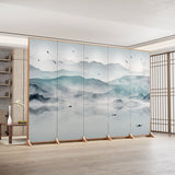 Traditional Chinese-Style Rectangular Fir Wood Room Divider - Solid Wood, Plywood, and Cotton Canvas for Living Room