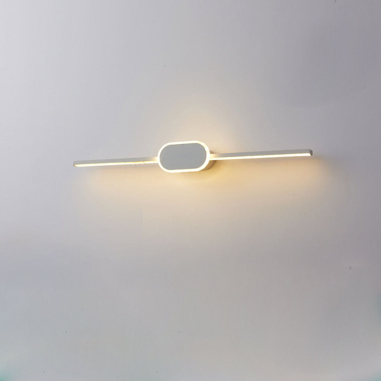 Sleek Modern Minimalist Long-Strip Oval-Base Vanity LED Wall Sconce Lamp