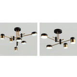 Sleek Modern Minimalist Black & Gold 4-8 Light Semi-Flush Mount Ceiling Light