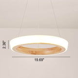 Japanese Minimalist Log-Circle Island LED Chandelier