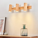 Modern Minimalist Wood Track Spotlight Wall Sconce - 1, 2, or 3 Light Heads