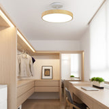 Elegant Japanese Wabi-Sabi Minimalist Wood-Grain Round LED Semi-Flush Mount Ceiling Light