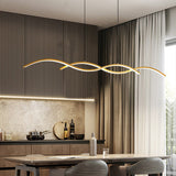 Nordic Minimalist Long-Strip Wave LED Island Light Chandelier – Sleek Modern Pendant Lighting