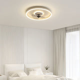Nordic Minimalist Round Hidden-LED Flush-Mount Ceiling Fan Light