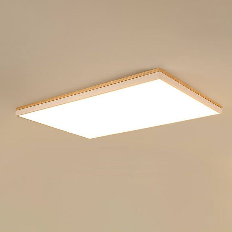 Nordic Solid Wood LED Flush-Mount Ceiling Light — Minimalist Square/Rectangular Design