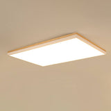 Nordic Solid Wood LED Flush-Mount Ceiling Light — Minimalist Square/Rectangular Design