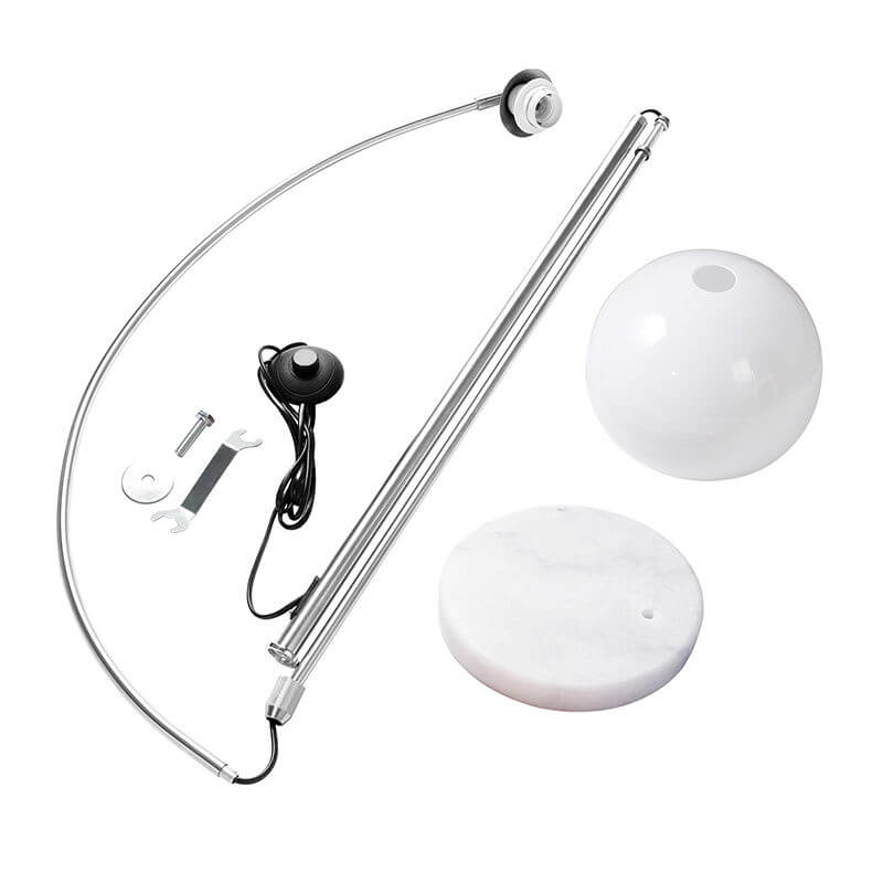 Modern Globe Acrylic Shade 1-Light Floor Lamp with Fishing-Rod Style Stand
