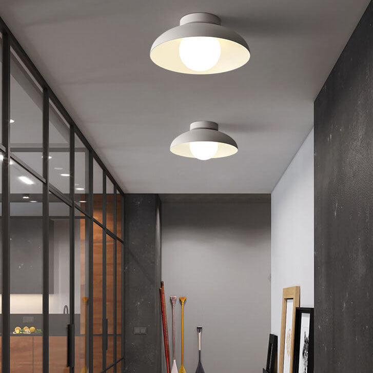 Japanese Wabi-Sabi Iron & Glass 1-Light Semi-Flush Mount Fixture
