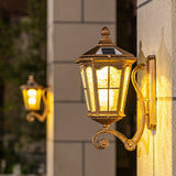 European-Style Solar Outdoor Lantern – Aluminum & Glass, Waterproof 1-Light Wall Sconce Lamp
