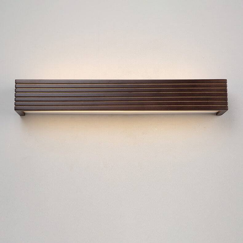 Elegant Modern Chinese Walnut Square Bar Vanity LED Wall Sconce Lamp for Bathroom