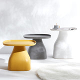 Modern Scandinavian Round Plastic Coffee Table with Sleek Column Base for Living Room