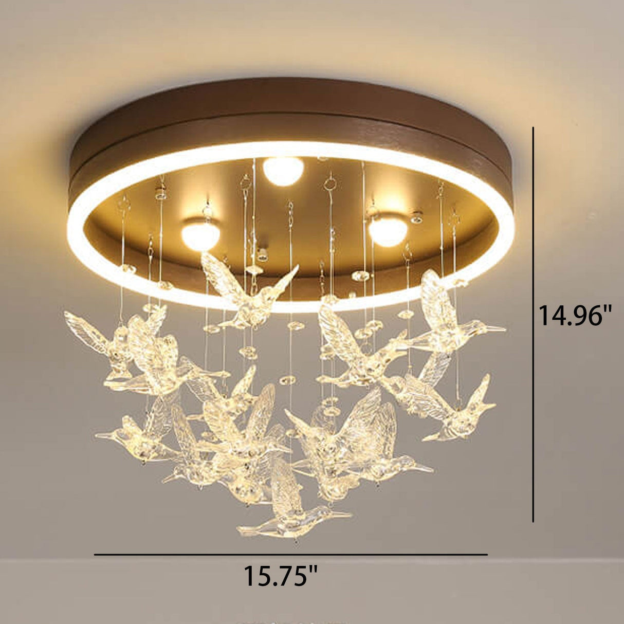Modern Creative Cartoon Round Bird LED Flush Mount Ceiling Light - Hanging Pendant Style