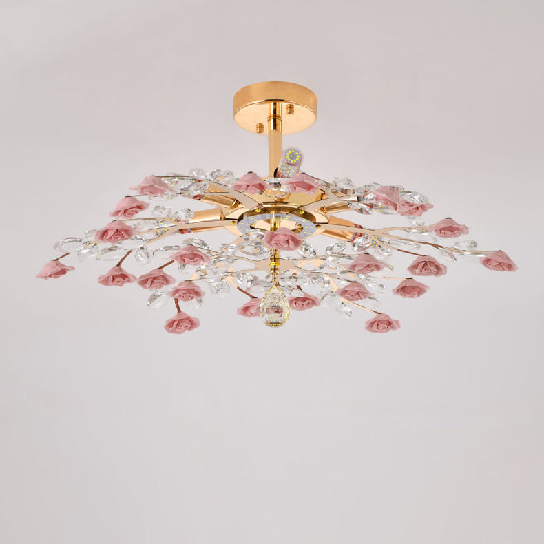 Modern Luxury Rose Iron & Ceramic Crystal Chandelier – 6/7/8-Light Options