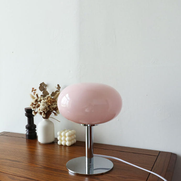 Elegant Nordic Vintage Cream Round Glass 1-Light Table Lamp