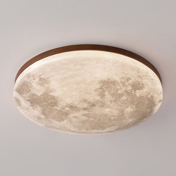 Nordic Minimalist Moon-Round LED Flush-Mount Ceiling Light with PVC Diffuser