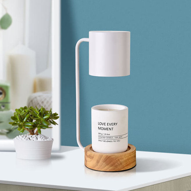Japanese Minimalist Wooden Table Lamp with Dimmable Light, Timer, and Melting-Wax Glow (1-Light)