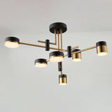Sleek Modern Minimalist Black & Gold 4-8 Light Semi-Flush Mount Ceiling Light