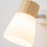 Modern Minimalist Horn-Accented Vanity Wall Sconce Lamp - Rubber Wood, Iron & Glass, One-Light