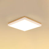 Nordic Solid Wood LED Flush-Mount Ceiling Light — Minimalist Square/Rectangular Design
