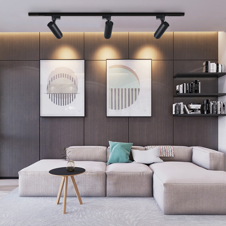 Sleek Modern Minimalist Adjustable Dimmable Spotlight Track Lighting – Tubular LED Flush-Mount, 3/4/5-Light Options for Living Room