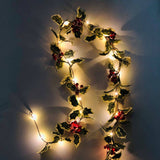 Christmas Red Fruit Rattan String Lights for Window & Patio – Perfect Party Decoration for Christmas and Thanksgiving