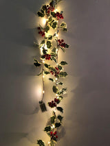 Christmas Red Fruit Rattan String Lights for Window & Patio – Perfect Party Decoration for Christmas and Thanksgiving